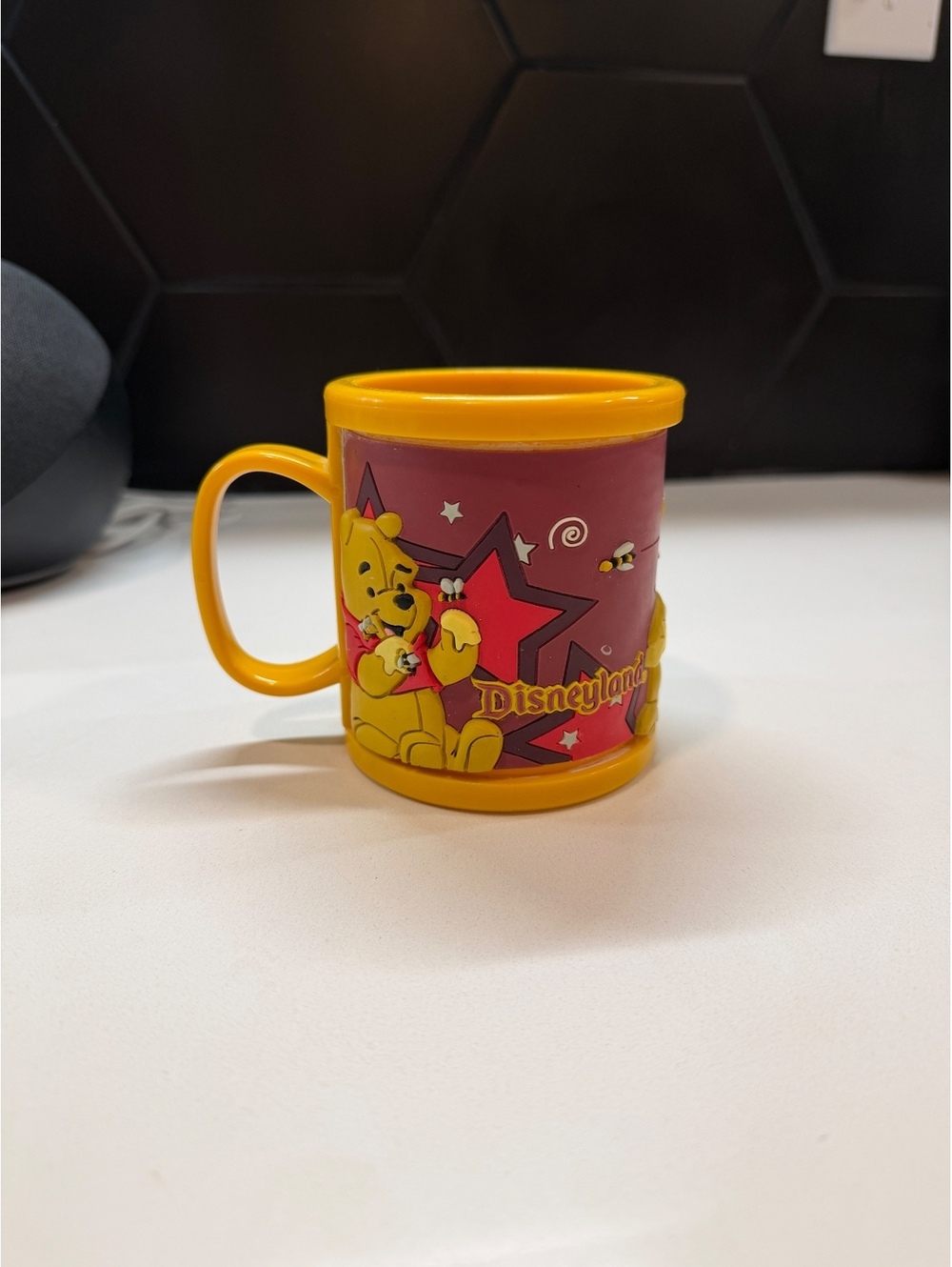 Vintage Disneyland Winnie the Pooh Yellow Plastic Mug 2000-2002